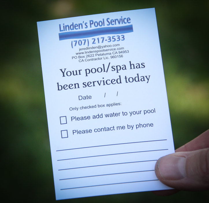 A picture of a service receipt from Linden's Pool Service